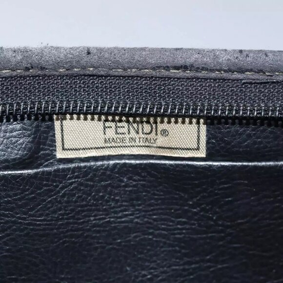 FENDI Pecan Canvas Clutch Bag Black Brown Auth - Picture 14 of 16